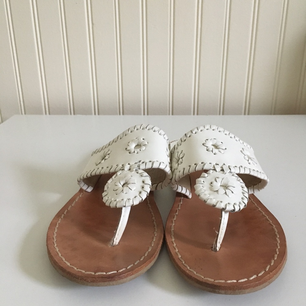 Jack Rogers classic leather flat sandals white size 6M EUC - Picture 4 of 10